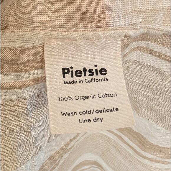 Pietsie Sayulita Sand Striped Cotton V-neck Tunic Mini Short Dress, size S - Picture 7 of 7